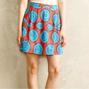 Anthropologie Yoana Baraschi A-Line Pleated Bohemian Geometric Skirt Size 2 XS